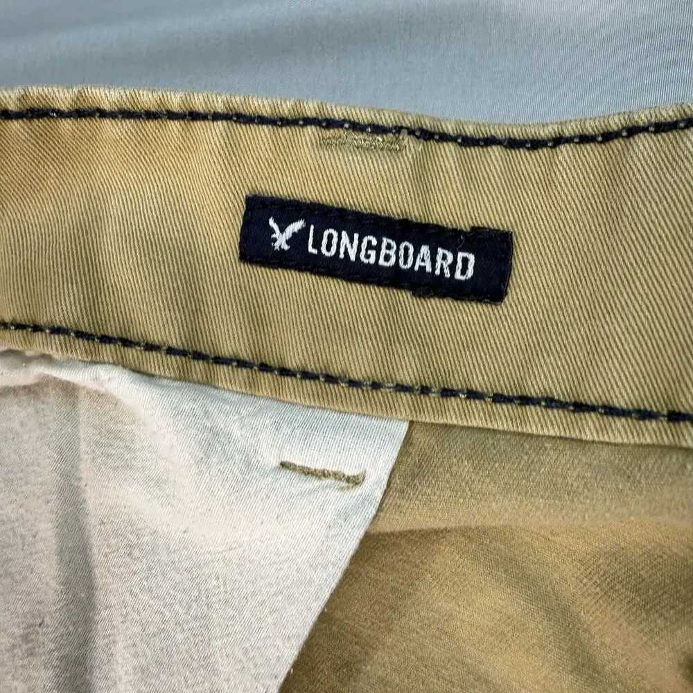 American Eagle Mens Longboard Flat Front Khaki Shorts Size 44 READ